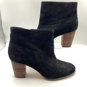 Cole Haan black suede block heel booties size 10.5B Side zip